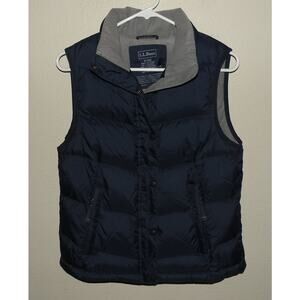 L.L. Bean Women’s Small Zipper Nylon Goose Down Insulated Puffer Vest Navy Blue